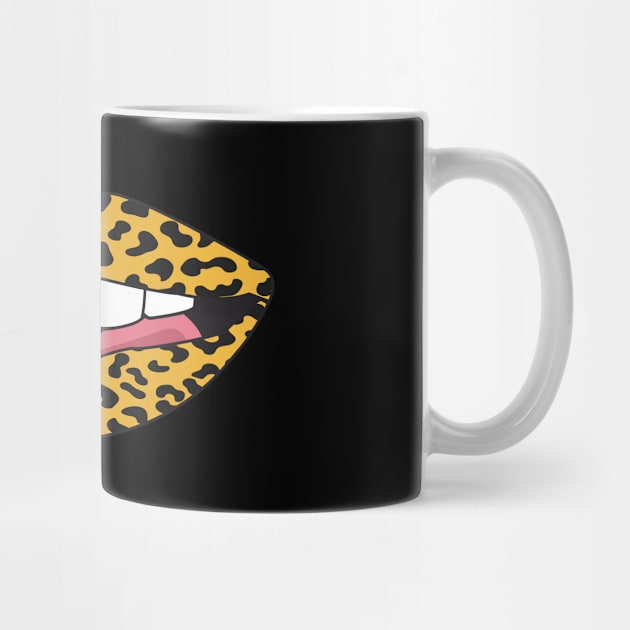 Vintage Lips Retro Style Tongue Leo Leopard Pattern Popart Gift by HypeProjecT